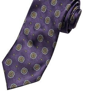 Robert Talbott Best of Class Necktie  Purple Medallion Design Men's Tie USA